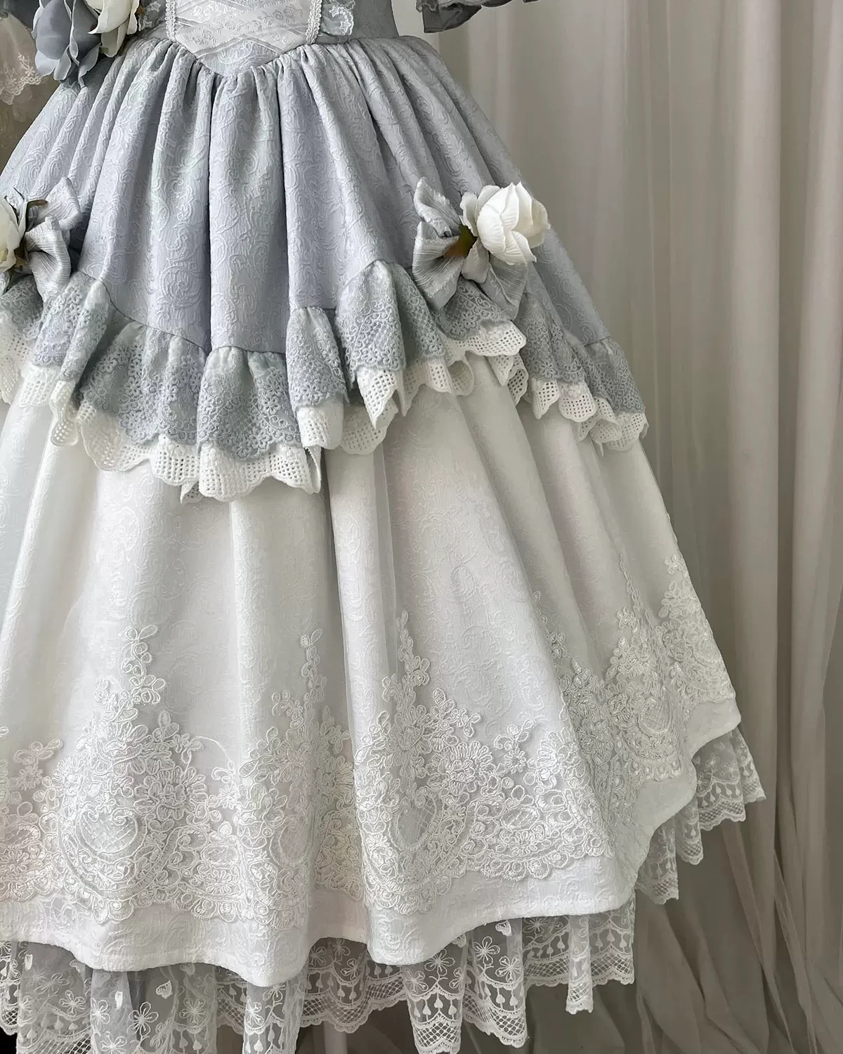 Hime Lolita Tea Party Fashion Blue Vintage Courtly Gorgeous Rococo Birthday Party Long Dress
