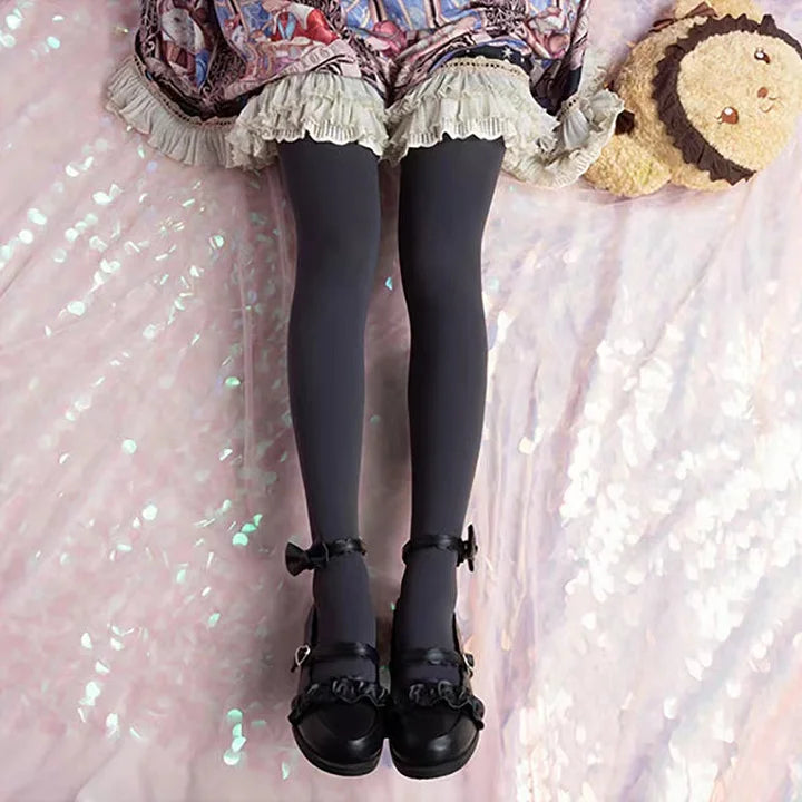 White Apricot Solid Color Autumn and Winter Lolita Stockings Fleece Knee Socks Pantyhose Lolita Accessories