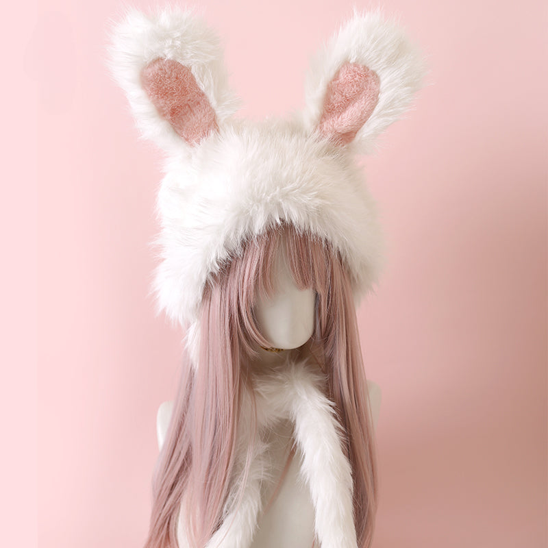 Yellow Sweet Ear Modeling Hat Japanese Cute Rabbit Ear Plush Warm Hat