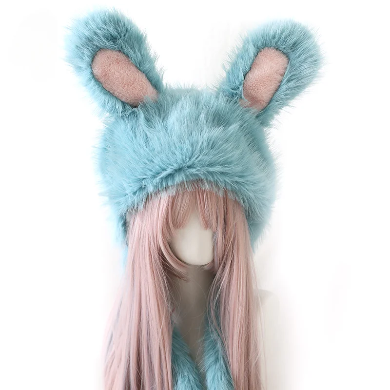 Yellow Sweet Ear Modeling Hat Japanese Cute Rabbit Ear Plush Warm Hat