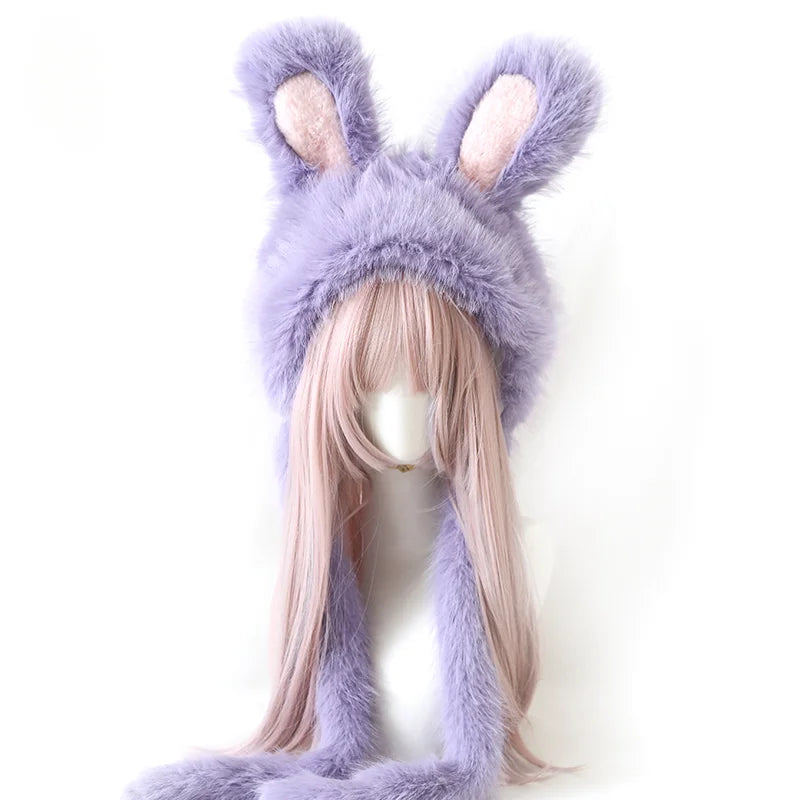 Yellow Sweet Ear Modeling Hat Japanese Cute Rabbit Ear Plush Warm Hat