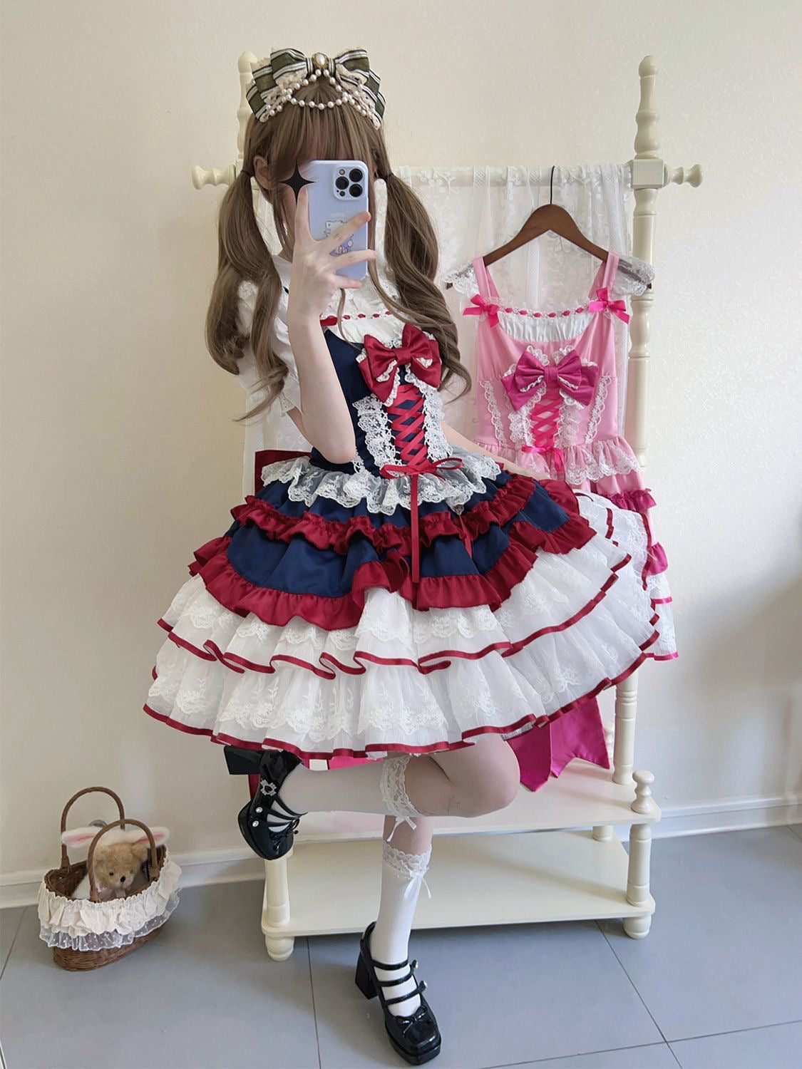Autumn and Winter Cute JSK Short Princess Lolita Lace Dress Puff