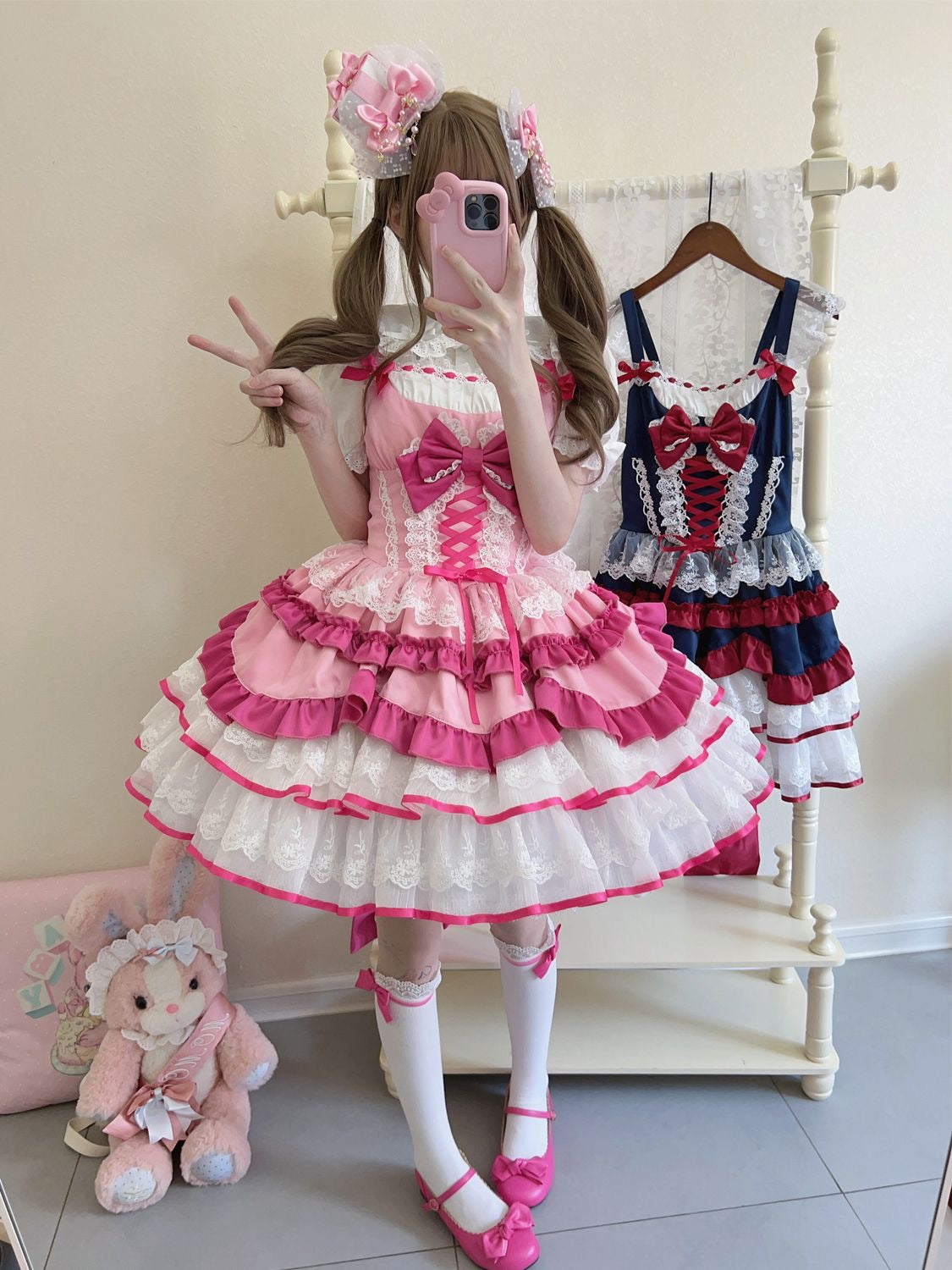 Autumn and Winter Cute JSK Short Princess Lolita Lace Dress Puff