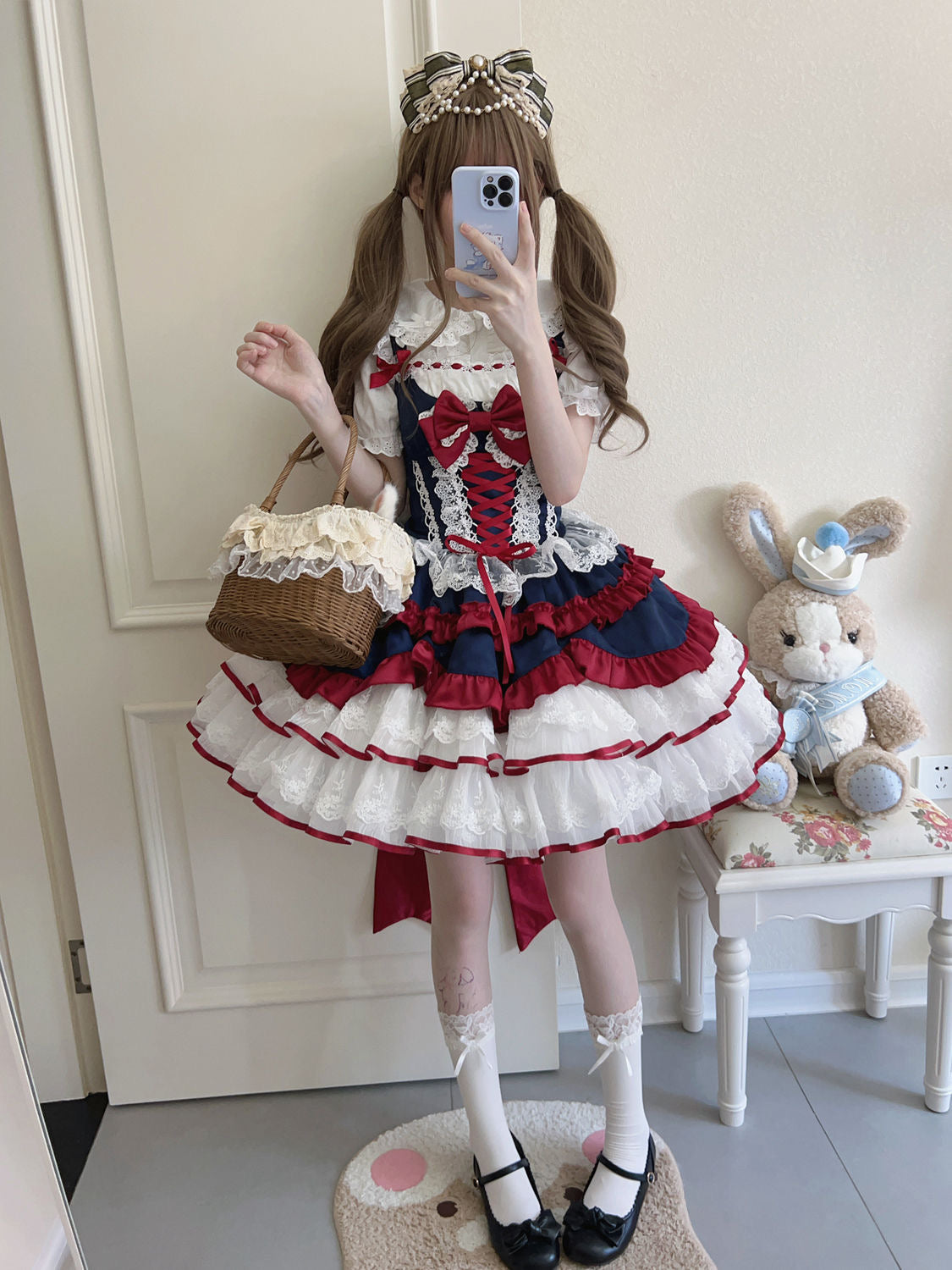 Autumn and Winter Cute JSK Short Princess Lolita Lace Dress Puff