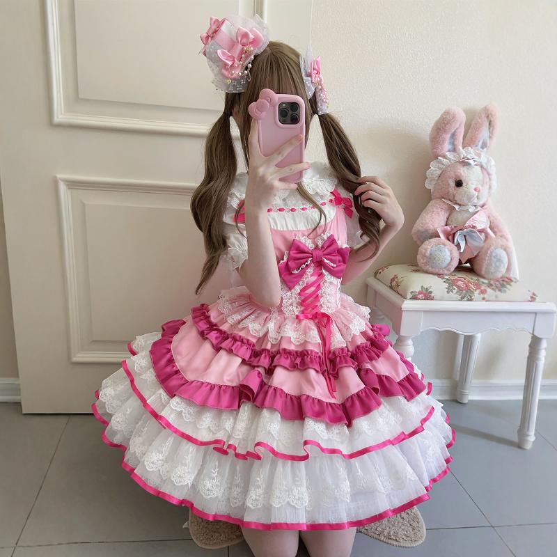Autumn and Winter Cute JSK Short Princess Lolita Lace Dress Puff