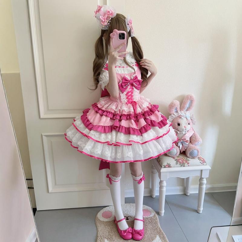 Autumn and Winter Cute JSK Short Princess Lolita Lace Dress Puff