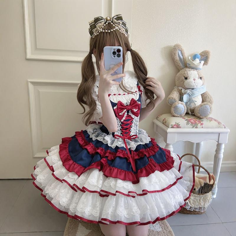 Autumn and Winter Cute JSK Short Princess Lolita Lace Dress Puff