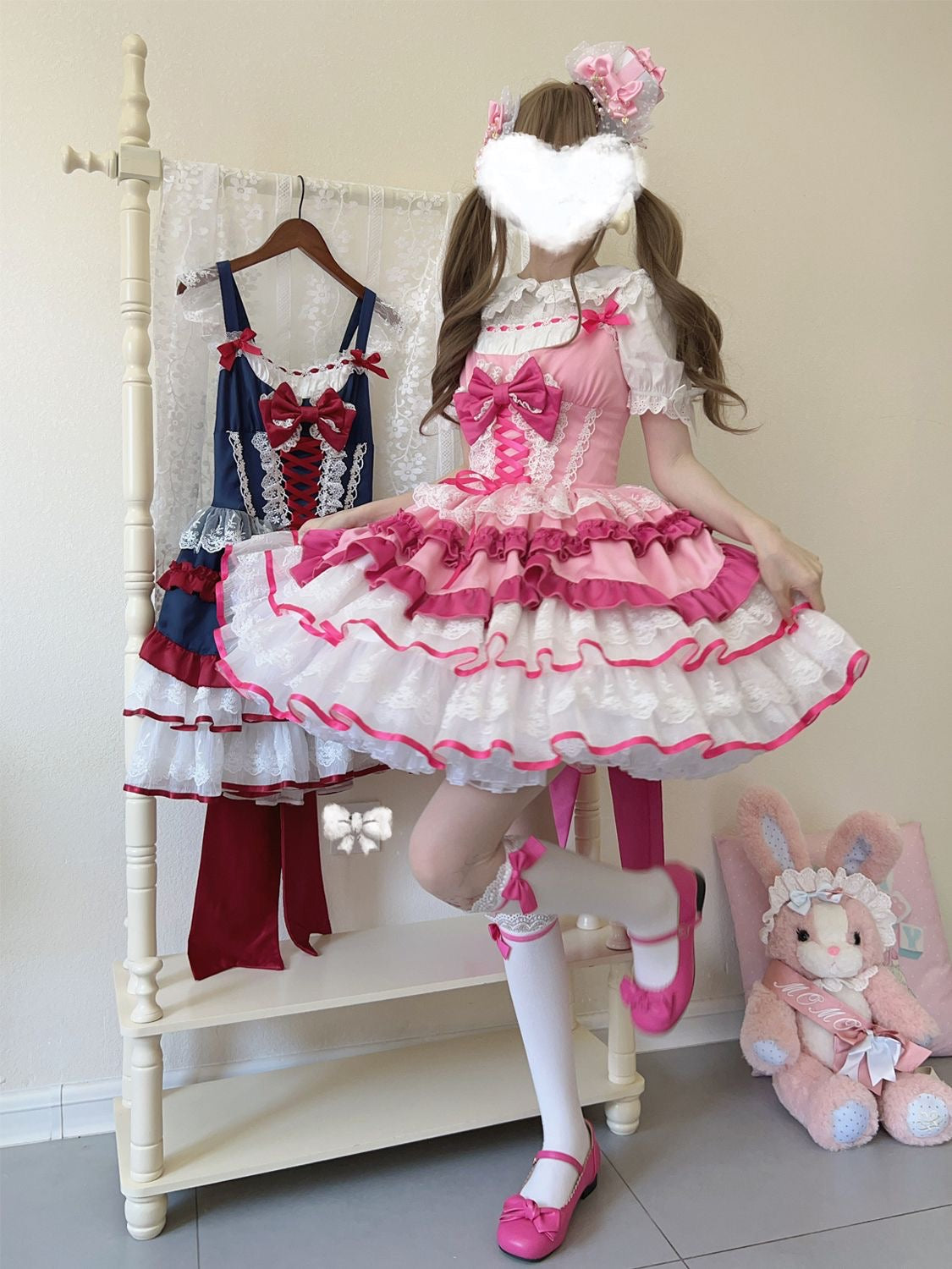 Autumn and Winter Cute JSK Short Princess Lolita Lace Dress Puff