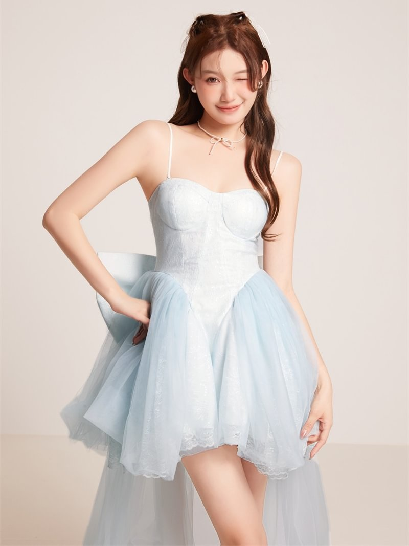 Hime Lolita Ballet Princess Birthday Blue Suspender Tube Top Dress Light Lolita Casual Coord
