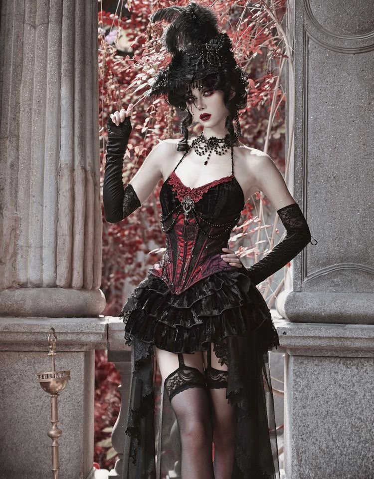 Black-red Velvet Gothic Lolita Corset Waist Strap Red BlackSkirt Vintage Prom Dress for Halloween