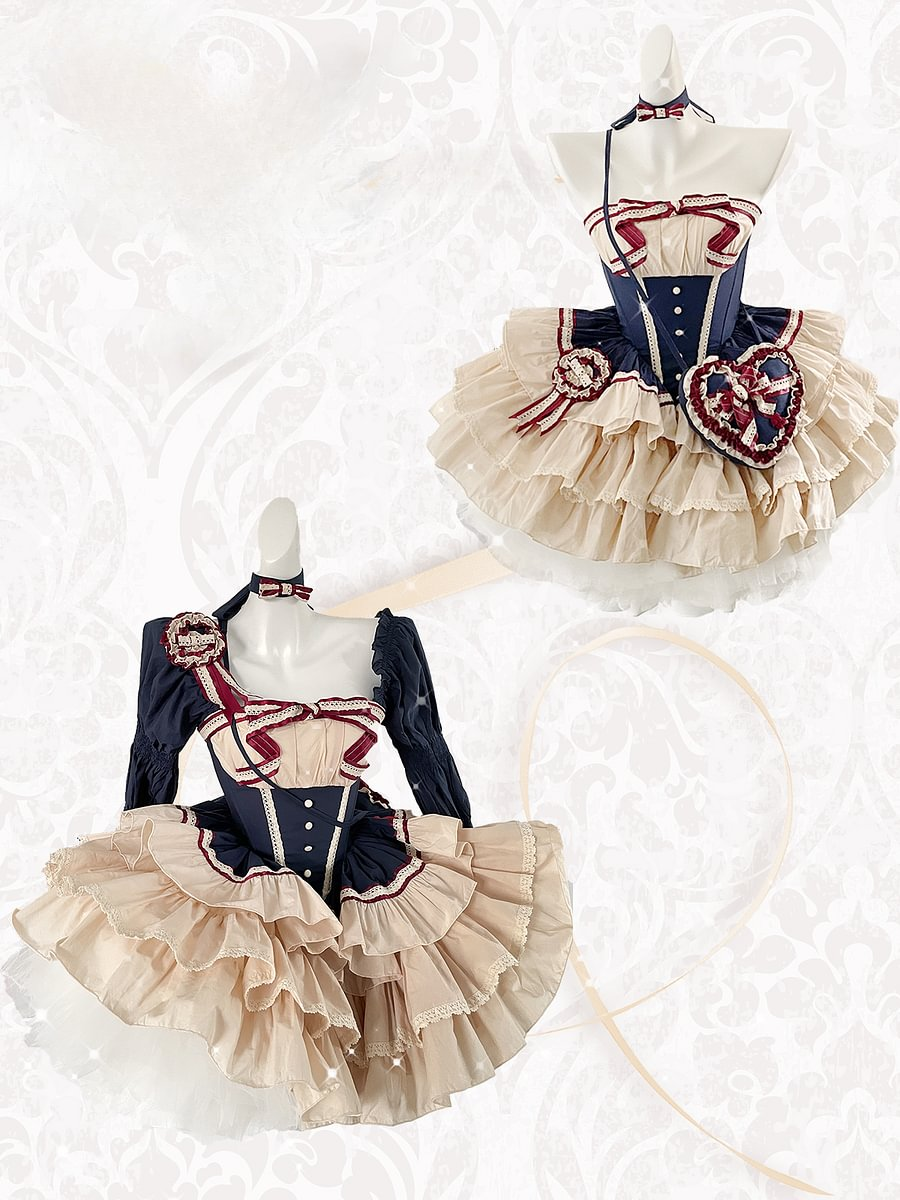 Hime Lolita Blue Lovely Flower Princess Dress Sleeveless Lace JSK