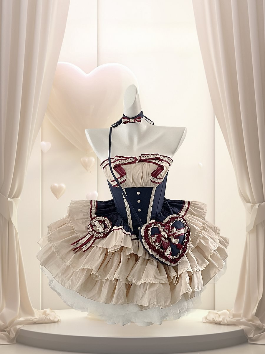 Hime Lolita Blue Lovely Flower Princess Dress Sleeveless Lace JSK