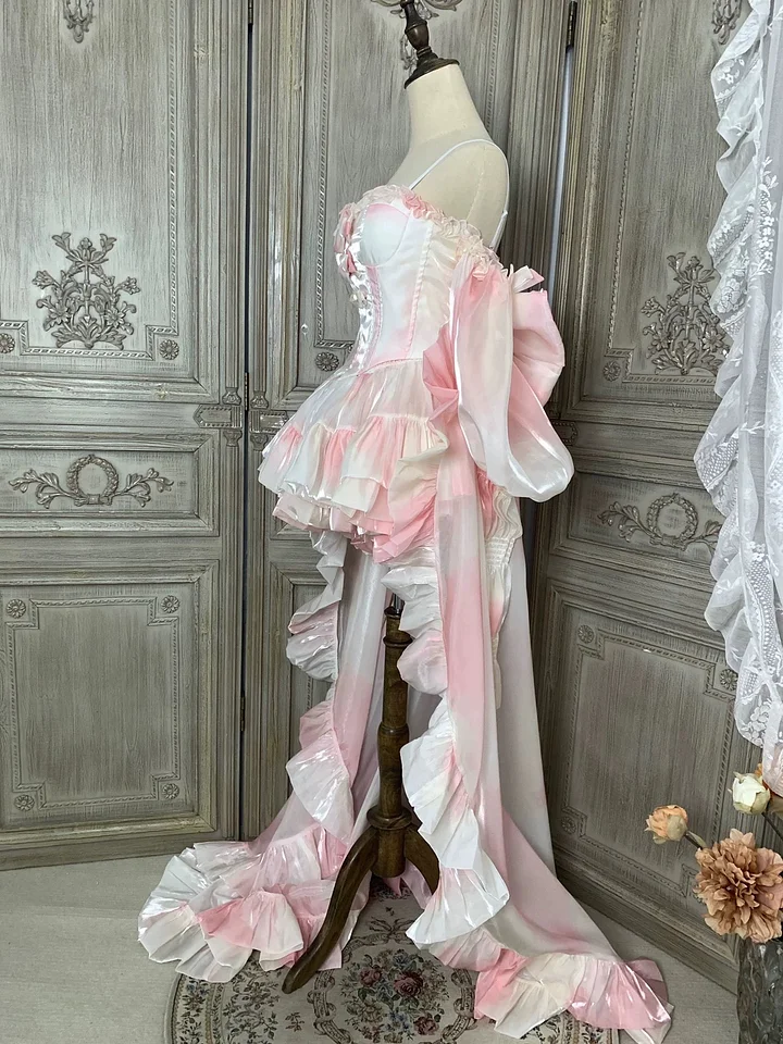 Hime Lolita Peach Purple Bandeau Princess Ball Gown Costume Bow Fairy Culottes for Party