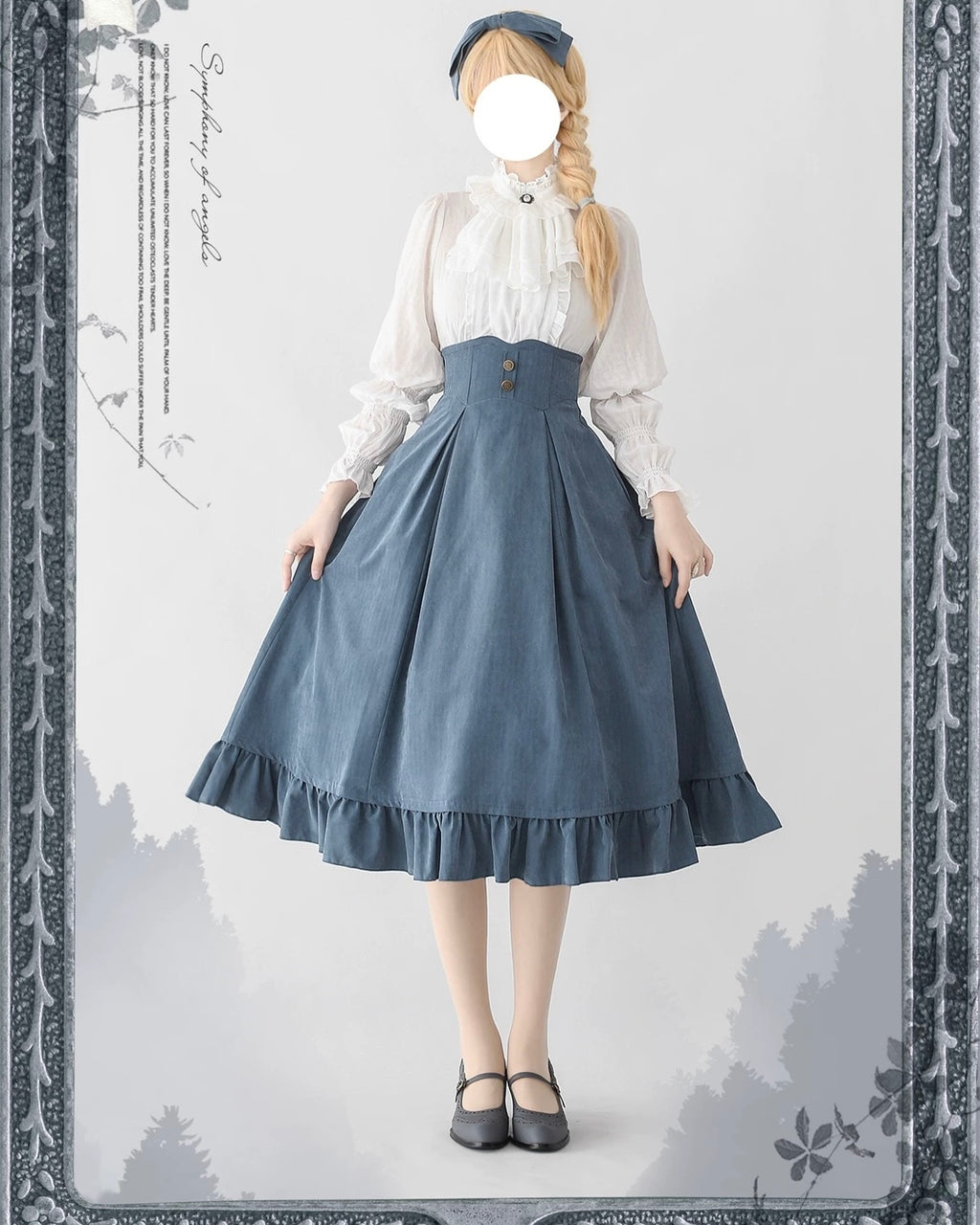 Classic British Style Elegant Cotton Brown Blouse Vest Long Skirt Set in Autumn Lolita Dresses