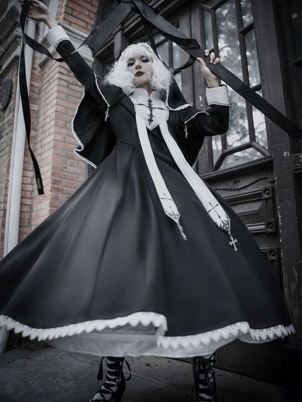 Cross Embroidery Sister Lolita Daily Dress Goth Dark Sweet Lolita