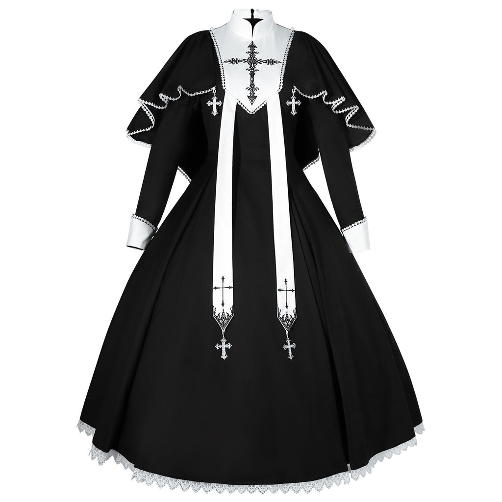Cross Embroidery Sister Lolita Daily Dress Goth Dark Sweet Lolita