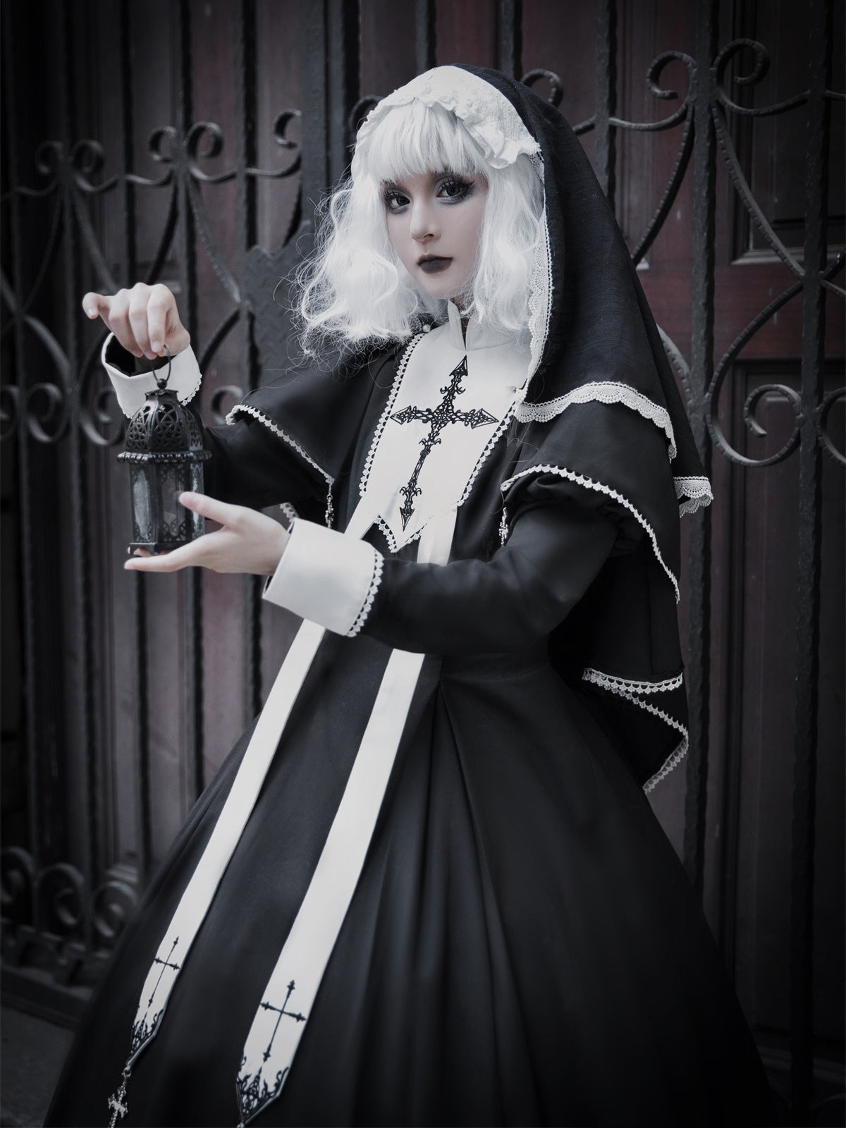 Cross Embroidery Sister Lolita Daily Dress Goth Dark Sweet Lolita