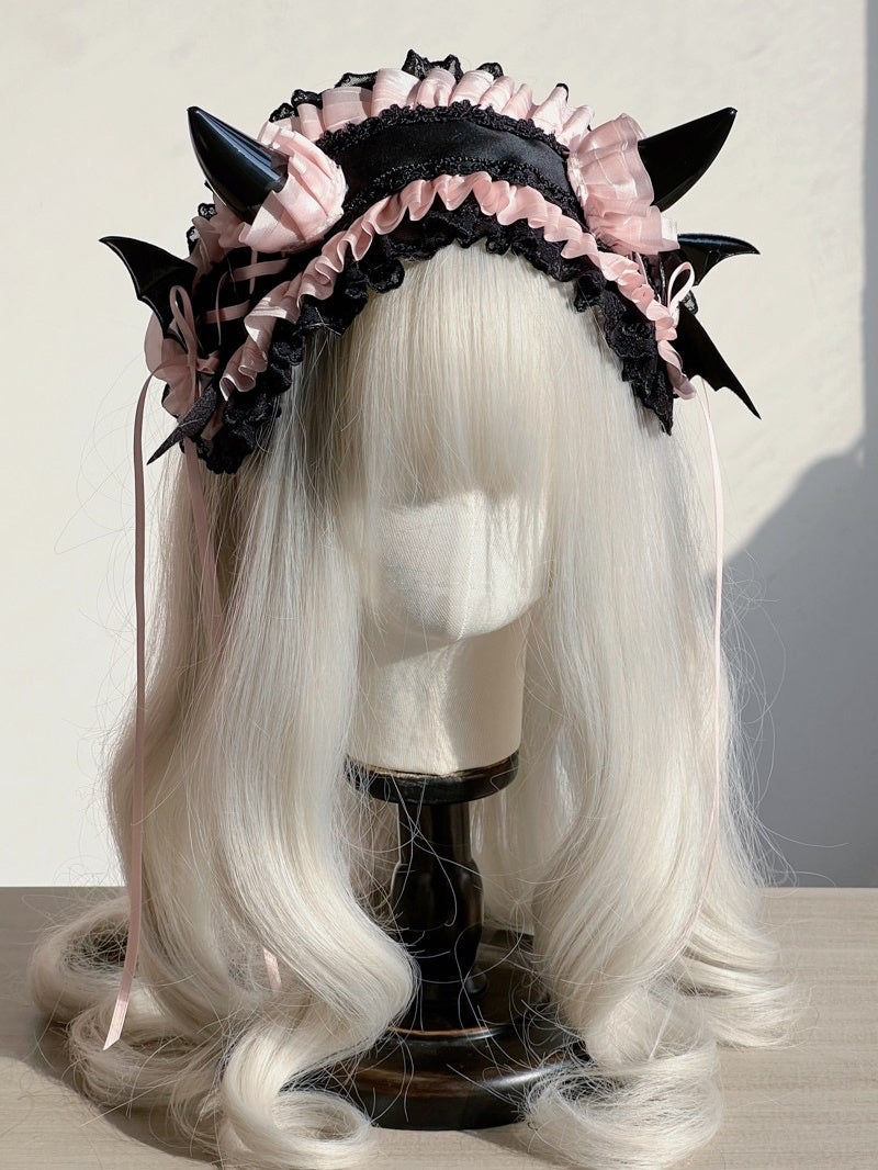 Lolita Accessories Headwear Devil's Horn Goth for Halloween Lace Ruffle Hair Accessories