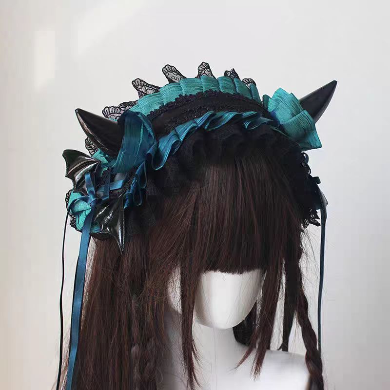 Lolita Accessories Headwear Devil's Horn Goth for Halloween Lace Ruffle Hair Accessories