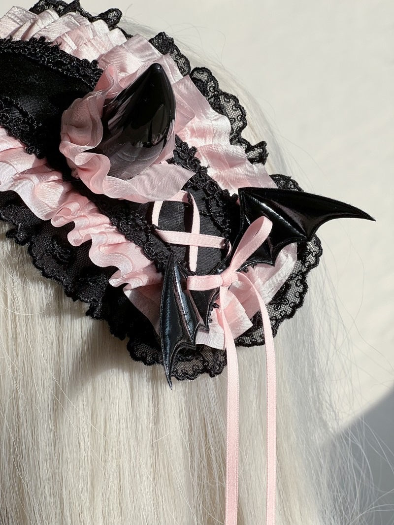 Lolita Accessories Headwear Devil's Horn Goth for Halloween Lace Ruffle Hair Accessories