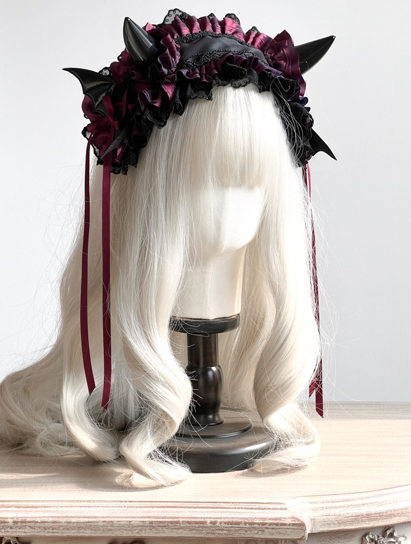 Lolita Accessories Headwear Devil's Horn Goth for Halloween Lace Ruffle Hair Accessories