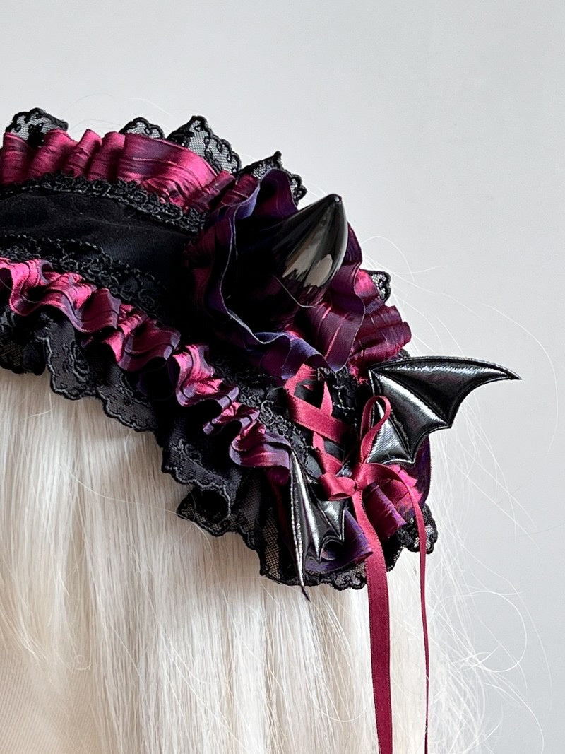 Lolita Accessories Headwear Devil's Horn Goth for Halloween Lace Ruffle Hair Accessories