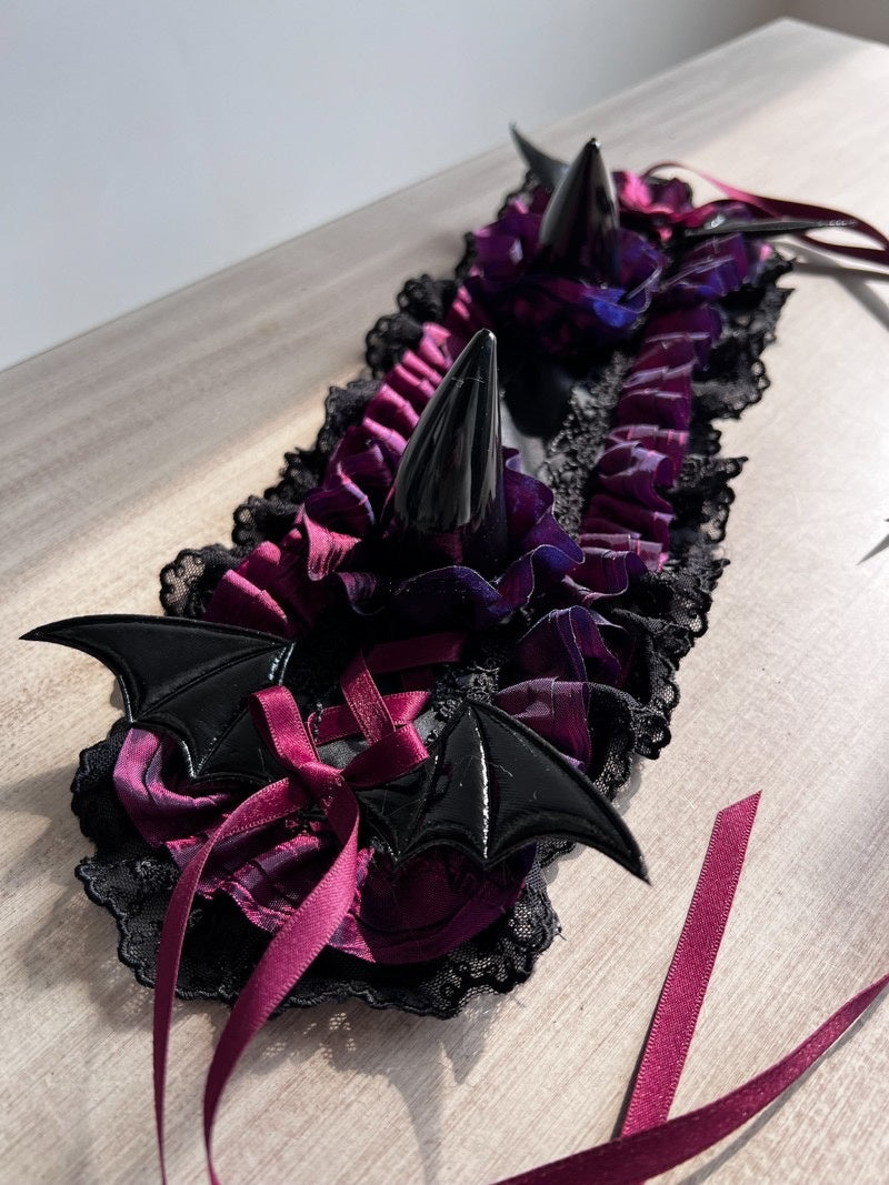 Lolita Accessories Headwear Devil's Horn Goth for Halloween Lace Ruffle Hair Accessories