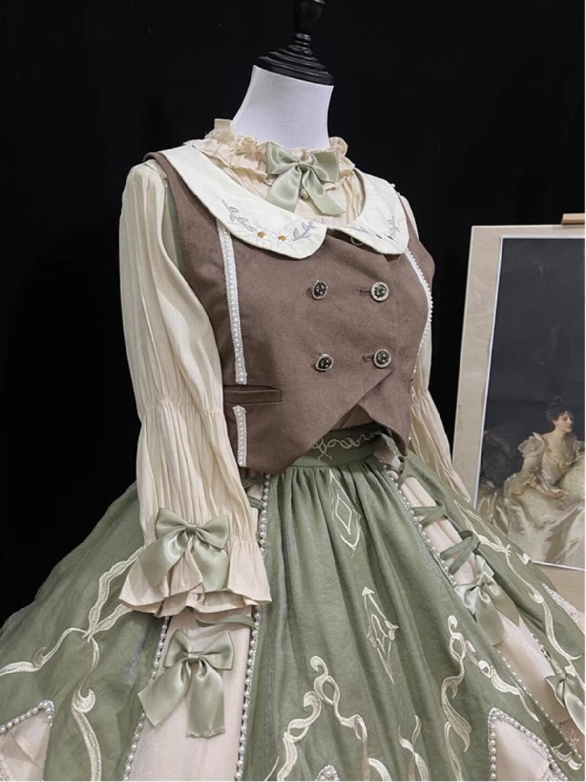 Classic Lolita Green Elegant Skirt Set Daily Pastoral Princess Sk Cute Lolita Voyage