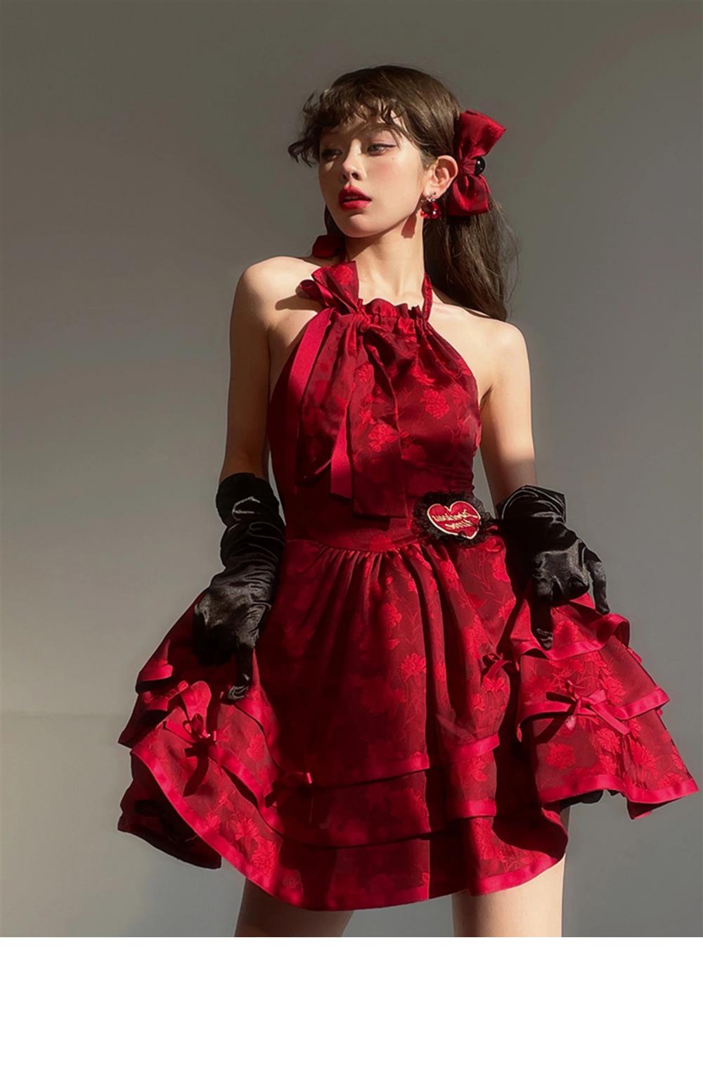 French Little Red Super Immortal Fluffy Princess Dress Female JSK
