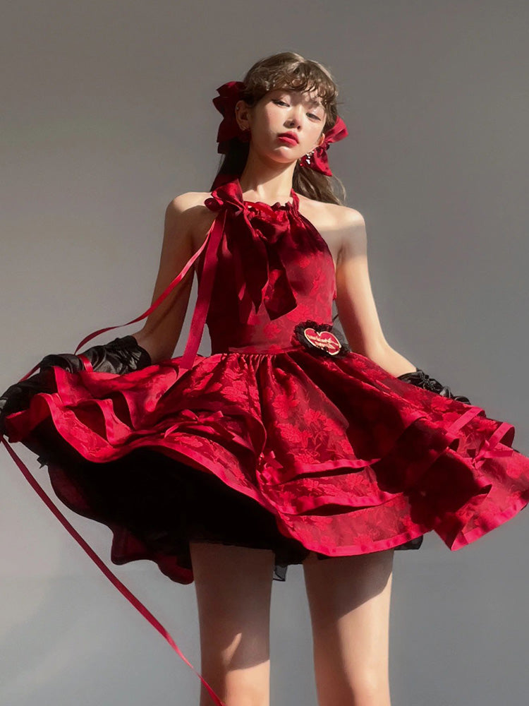 French Little Red Super Immortal Fluffy Princess Dress Female JSK