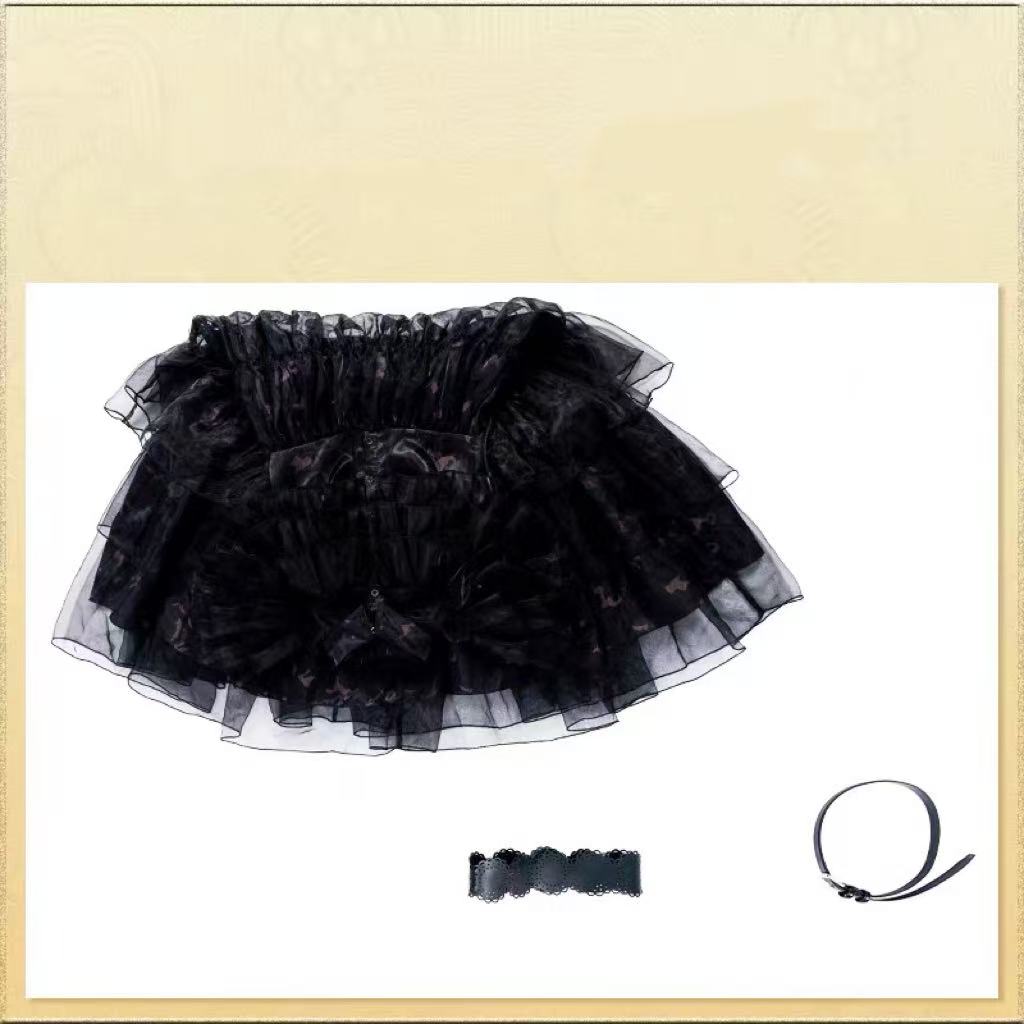 [Pre]Goth Lolita OP Black Cosplay Halloween Long Sleeve Lace Trim Dress