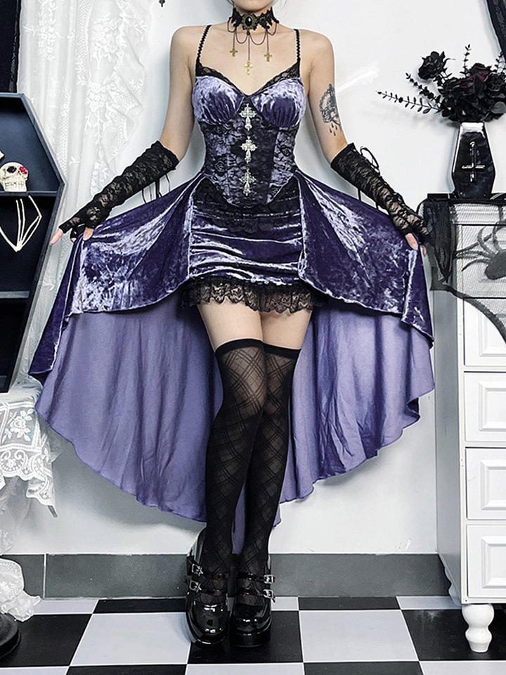 Gothic Purple Suit Lolita Shawl Blouse Dress Skirt JSK