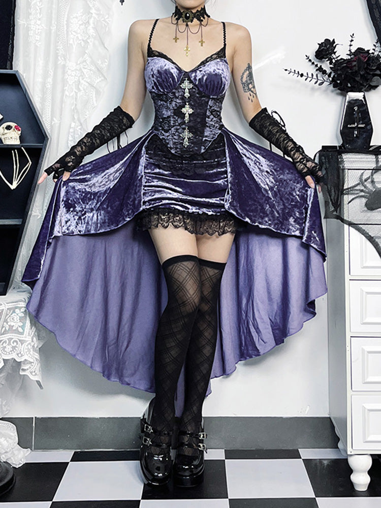 Gothic Purple Suit Lolita Shawl Blouse Dress Skirt JSK