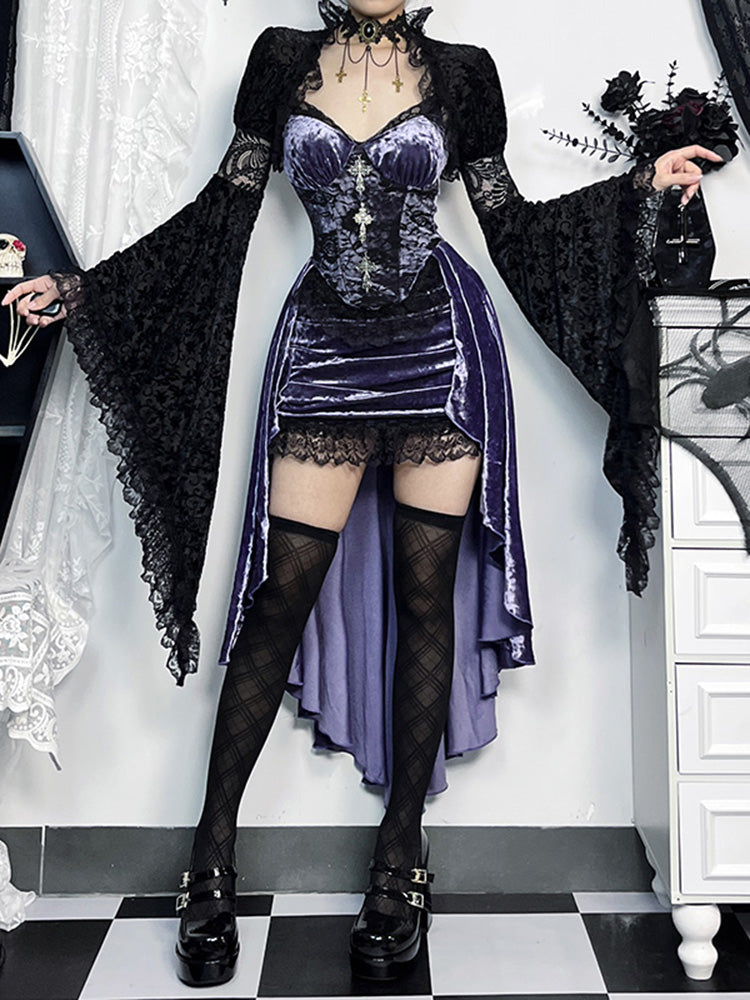 Gothic Purple Suit Lolita Shawl Blouse Dress Skirt JSK