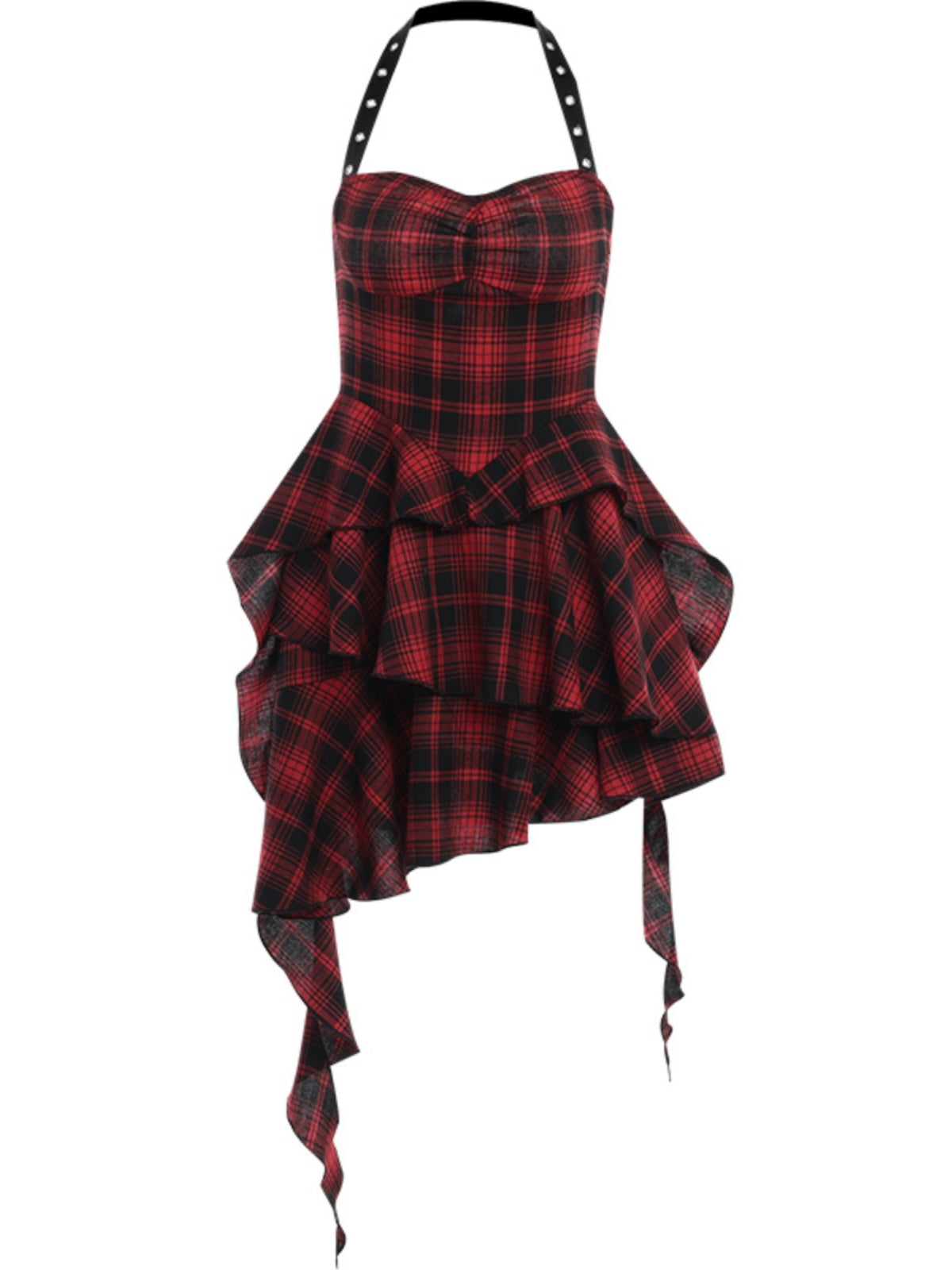 Gothic Red and Black Dress Punk Skirt Checkerboard Jsk Dress Light Lolita