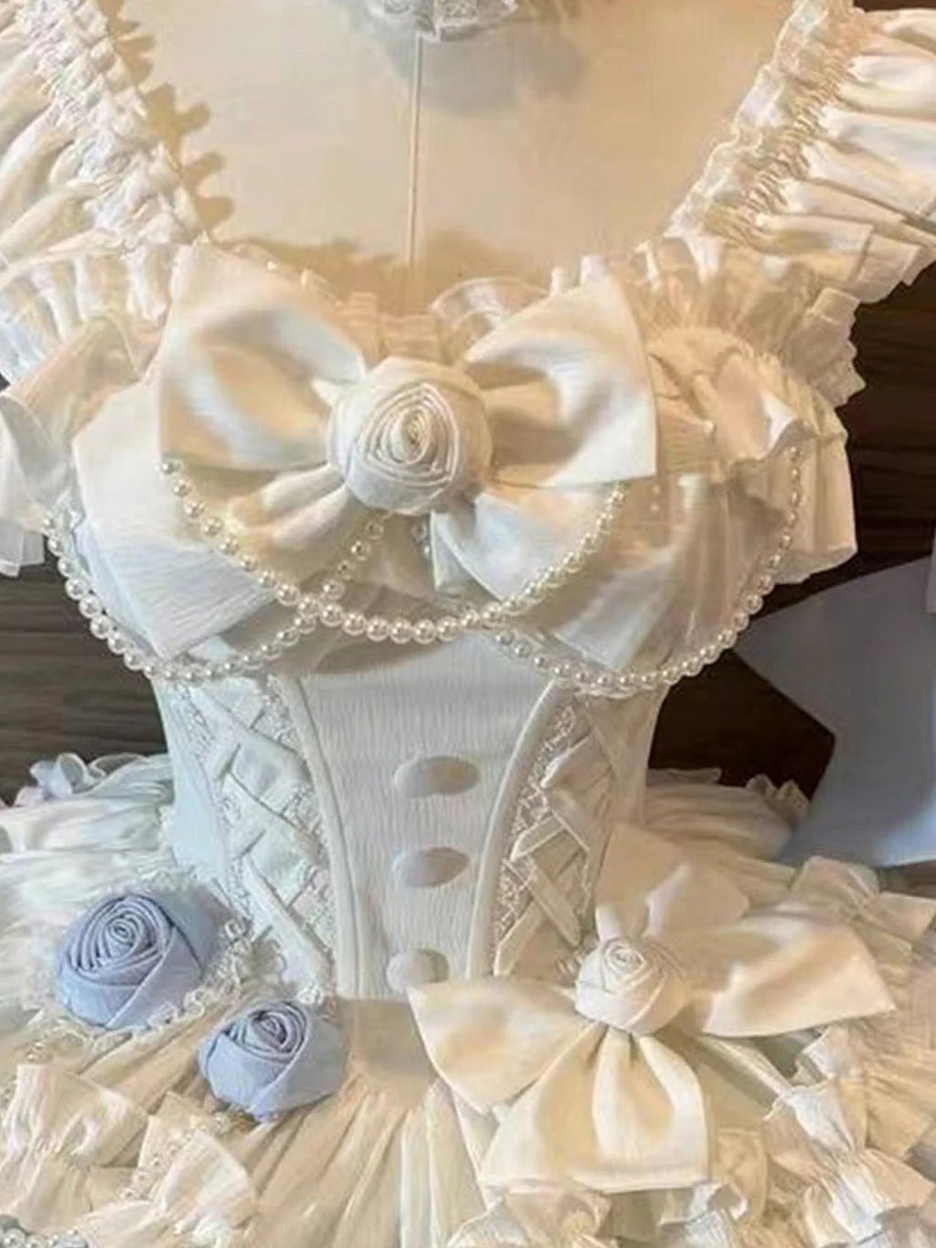 Gradual Change Hime Lolita Blue Tea Party Fashion Lavender Bow Ruffled Dress