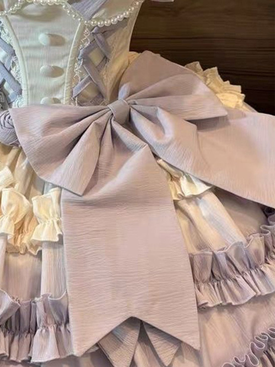 Gradual Change Hime Lolita Purple Tea Party Fashion Lavender Bow Ruffled Dress
