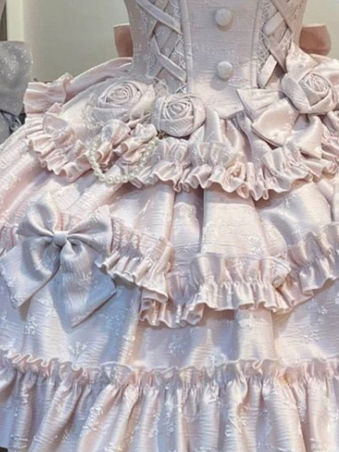 Gradual Change Hime Pink Lolita Tea Party Fashion Lavender Bow Ruffled Dress
