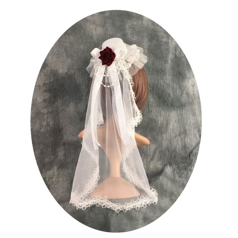 Handmade Lolita Gorgeous Tea Party Style Elegant Hat Wedding Lolita Accessories Classic Hat with Veil Headwear and Accessories