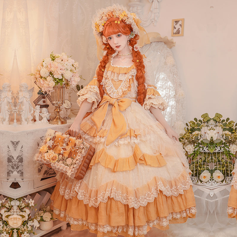 Hime Lolita Lolita Idyllic Vintage Girl Dress Daily Short Sleeve Op Dress Lolita Voyage One Piece Dress