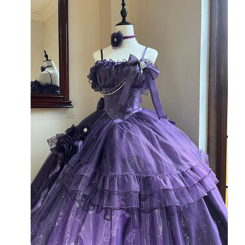 Hime Lolita Purple Gradient Ball Gown Lolita Dress with Organza Layers