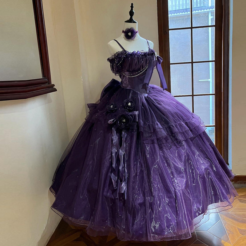 Hime Lolita Purple Gradient Ball Gown Lolita Dress with Organza Layers