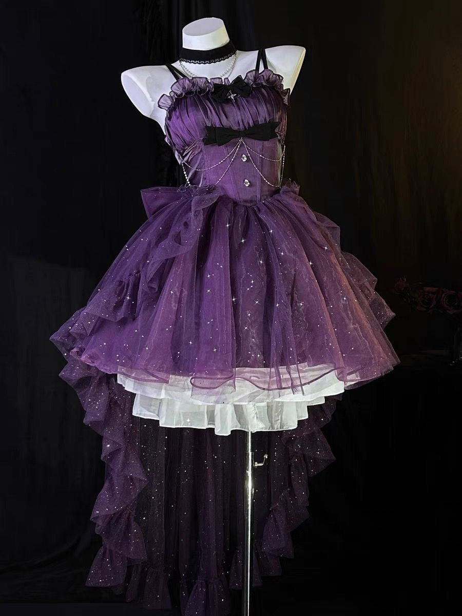 Hime Lolita Starry Night Princess Purple Slip Party Bridal Ball Gown Prom Dresses Birthday Party
