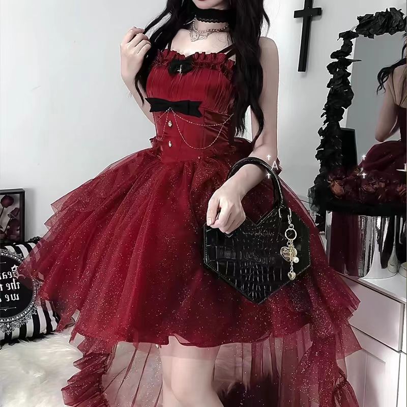Hime Lolita Starry Night Princess Red Slip Party JSK Bridal Ball Gown Prom Dresses Birthday Party