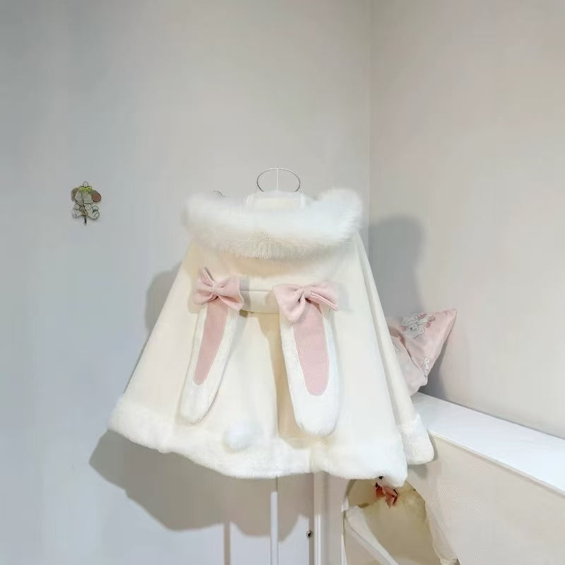 [Pre]Lolita Coat Cape White Cute Strap Shoulder Winter Daily Outfit