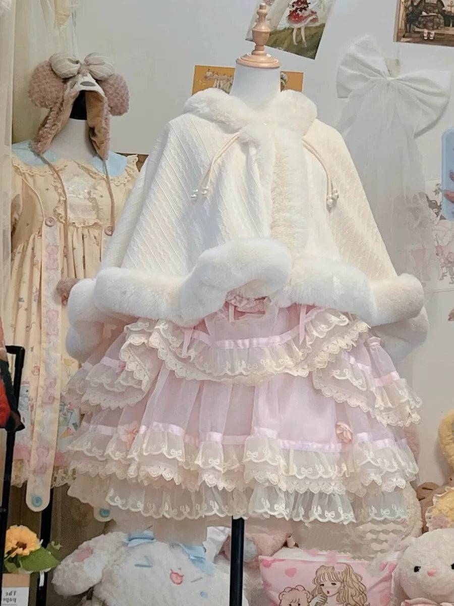 Lolita Coat Cape Plush Short Cloak Christmas Sweet Warm Winter Outfit