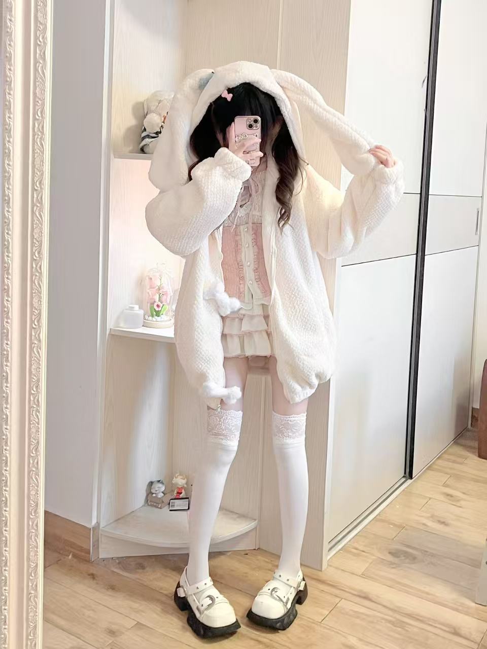 Lolita Coat Cardigan Lamb Fleece Cute Cozy Autumn Winter Subculture Outfit