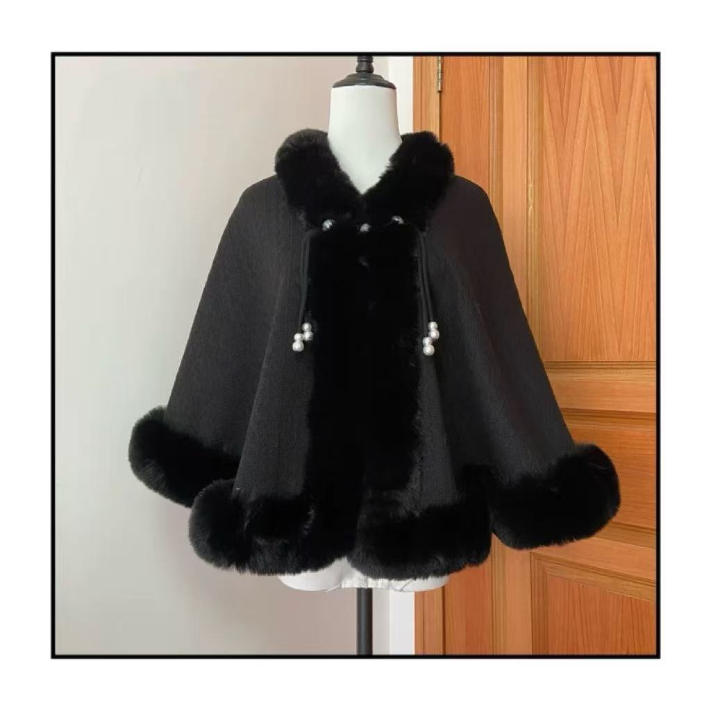 Lolita Coat Cloak Plush Short Cape Sweet Warm Thickened Autumn Winter Outfit