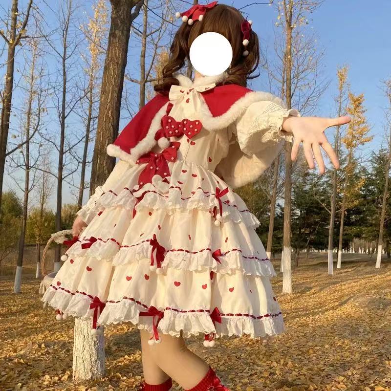 [Pre]Lolita Coat JSK Red Princess Winter Romantic Daily Outfit