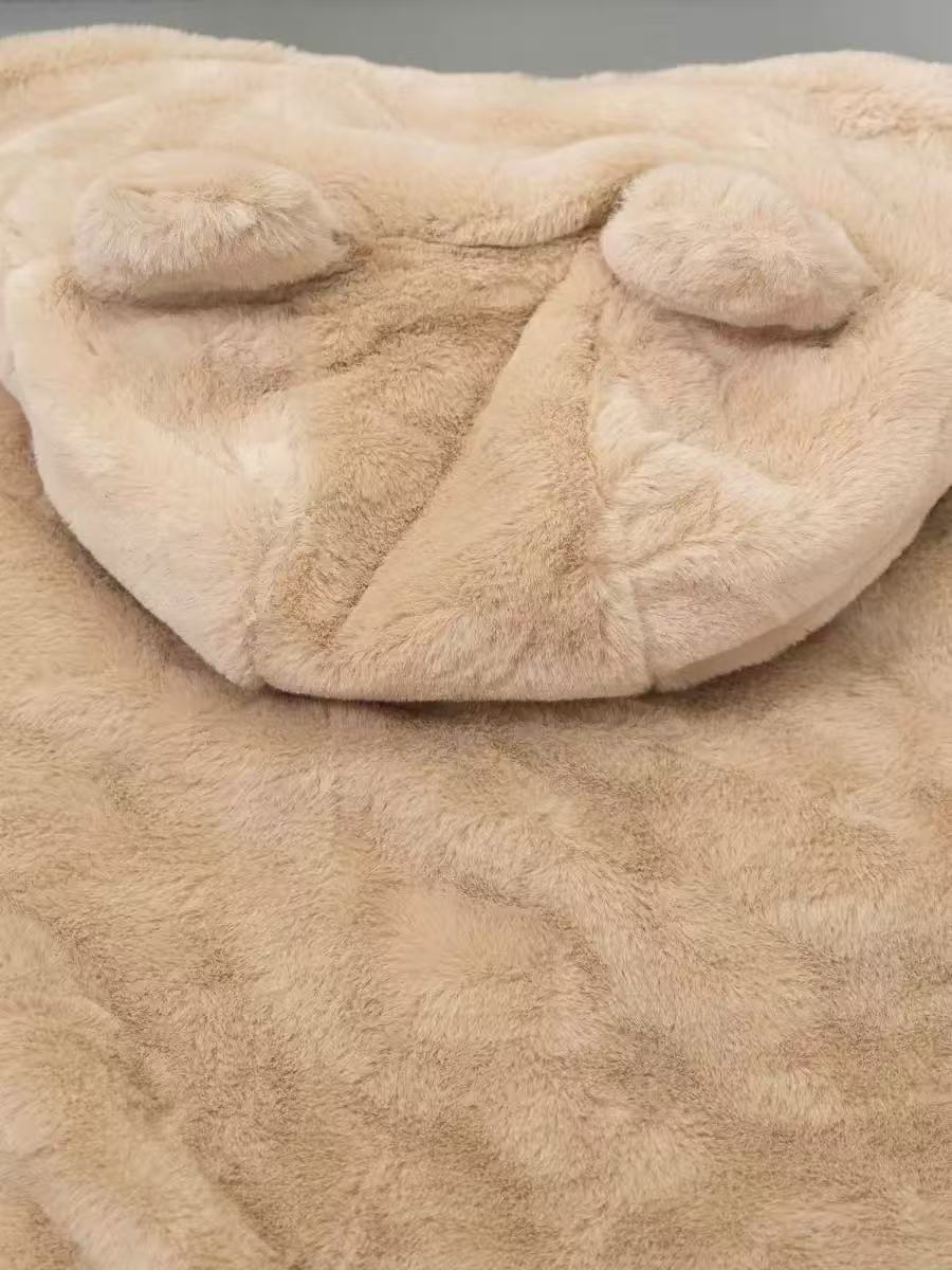 Lolita Coat Overcoat Brown Plush Bear Paw Cuffs Winter Daily Outfit